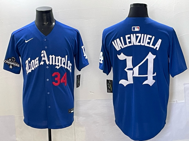Men Los Angeles Dodgers #34 Valenzuela Blue 2025 Nike MLB Jersey style 0014->los angeles dodgers->MLB Jersey